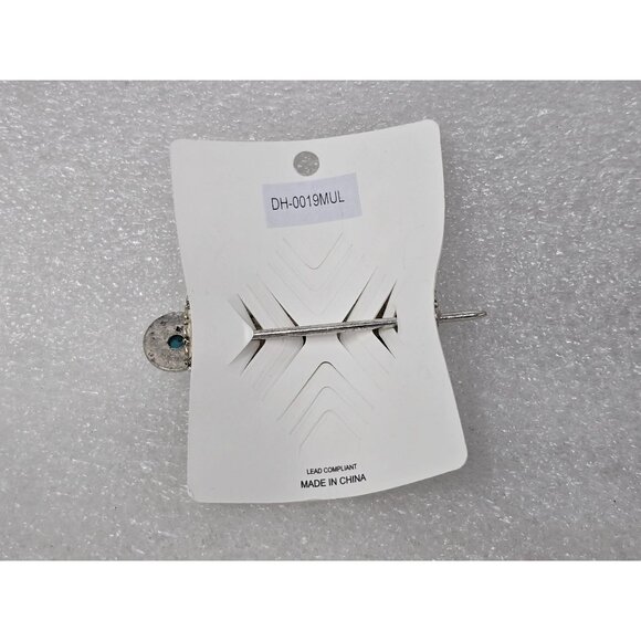 Multicolor Southwestern Style Faux Turquoise & Gemstone Hair Barrette - Picture 2 of 2